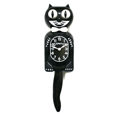 BLACK KITTY CAT CLOCK (3/4 Size) 12.75" Free Battery MADE in USA Kit-Cat Klock