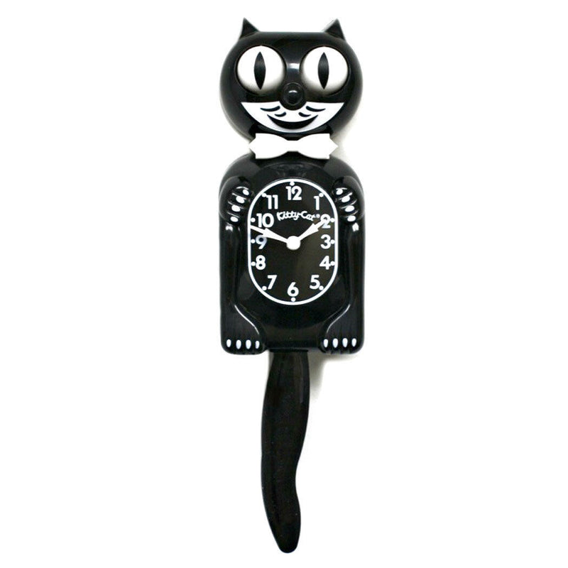 BLACK KITTY CAT CLOCK (3/4 Size) 12.75" Free Battery MADE in USA Kit-Cat Klock