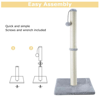 20 Tall Cat Scratching Post, Indoor Cat Post with Sturdy Natural Sisal Ro