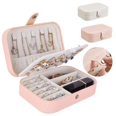 Portable Jewelry Box Organizer Leather Jewellery Ornaments Case Travel Storage