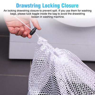 2Pcs Heavy Duty Laundry Bag Large Mesh Wash Clothes with Drawstring Top Closure