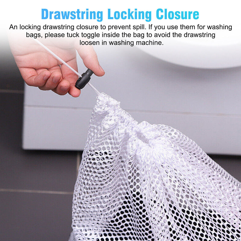 2Pcs Heavy Duty Laundry Bag Large Mesh Wash Clothes with Drawstring Top Closure