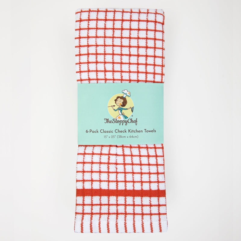 Checkered Kitchen Towels (Pack of 6), 15X25 in - Color Options, Absorbent Cotton