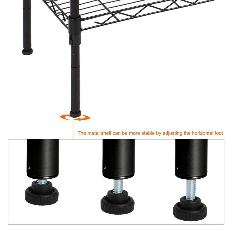 Adjustable 5-Layer Wire Shelves Metal Shelf Rack Kitchen Storage Organizer 