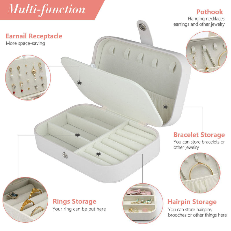 Portable Jewelry Box Organizer Leather Jewellery Ornaments Case Travel Storage