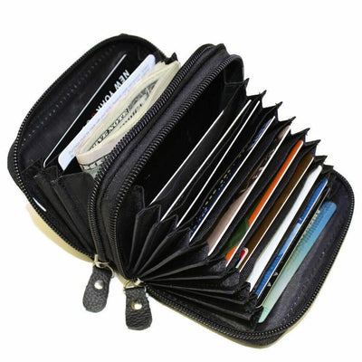 Marshal RFID Genuine Leather Credit Card Holder Accordion Wallet, Black