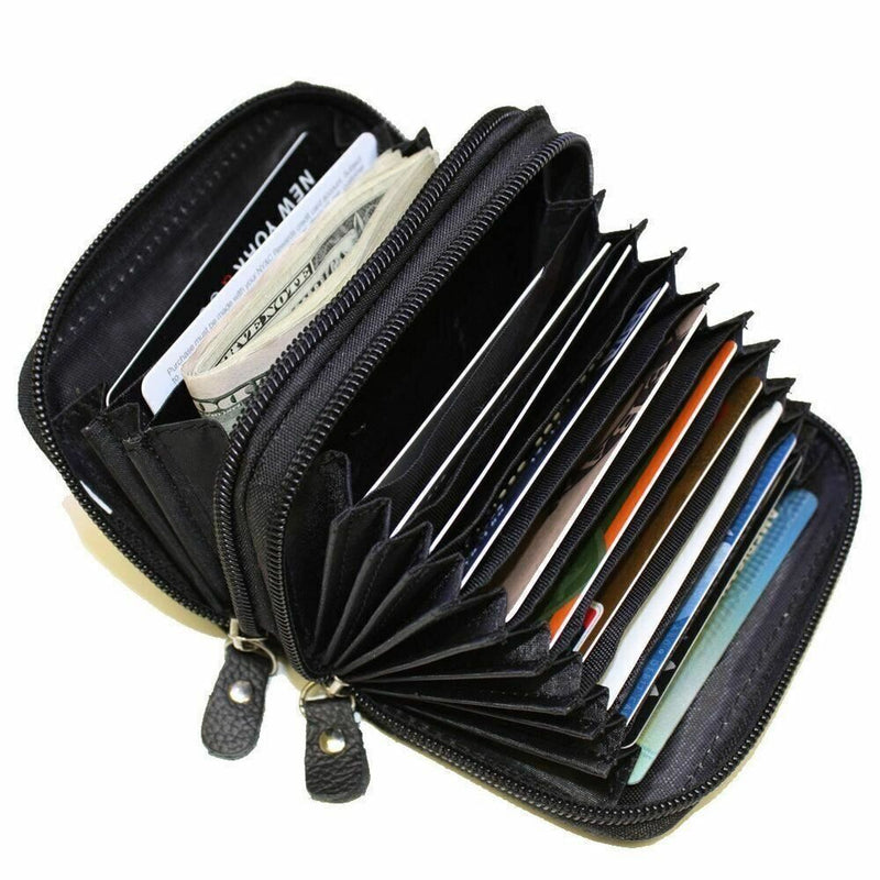 Marshal RFID Genuine Leather Credit Card Holder Accordion Wallet, Black