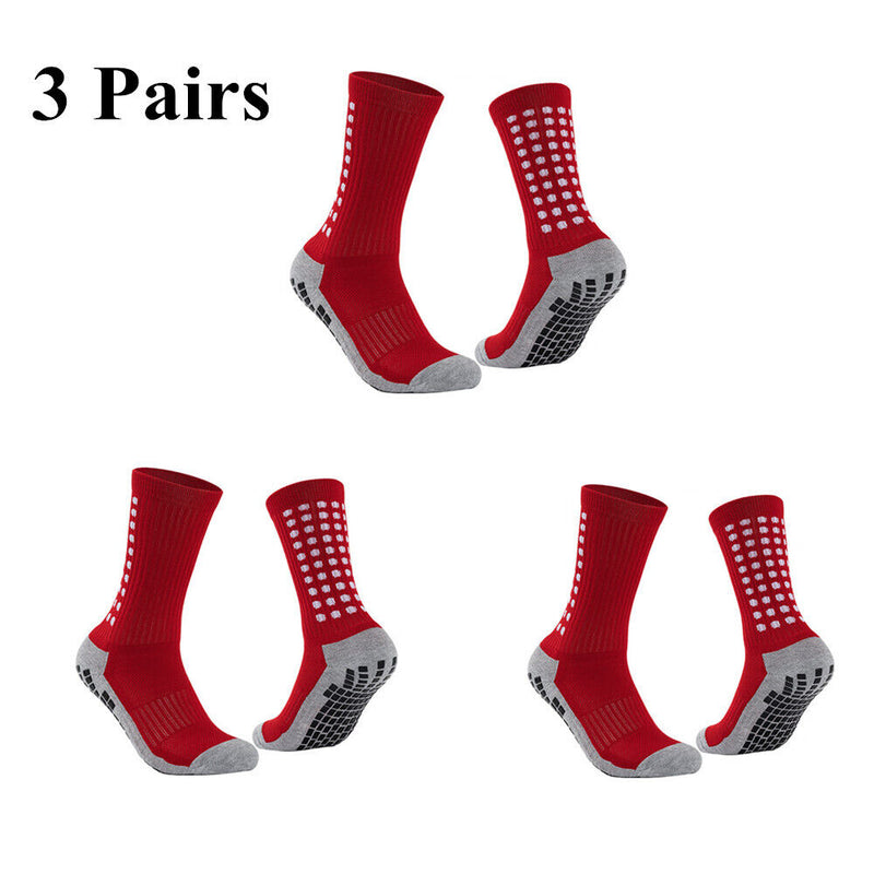 Premium 3 Pair Sport Socks anti Slip W/ Grip Soccer Men Football Basketball Sock