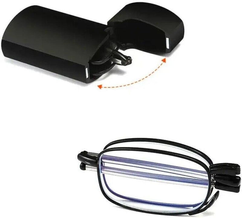 Metal Compact Folding Anti-Blue Light Reading Glasses with Carrying Case