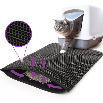 Kitty Cat Litter Mat Trapping Honeycomb Double Layer Design Waterproof 24X15''