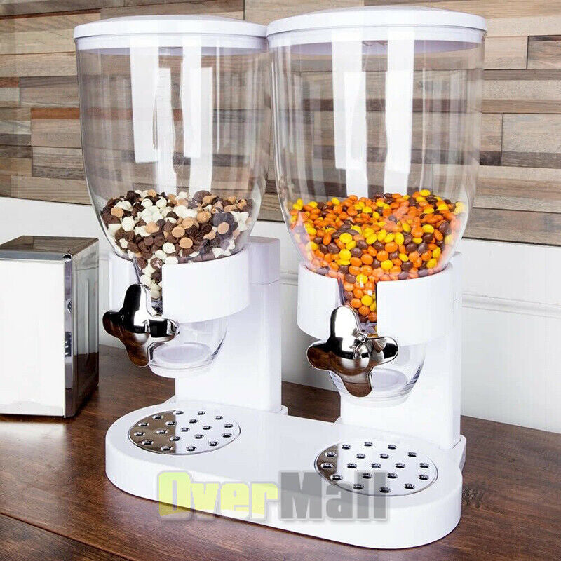 Double Two Cereal Storage Dispenser Kitchen Pantry Rice Grain Dry Food Container