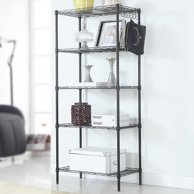 Adjustable 5-Layer Wire Shelves Metal Shelf Rack Kitchen Storage Organizer 