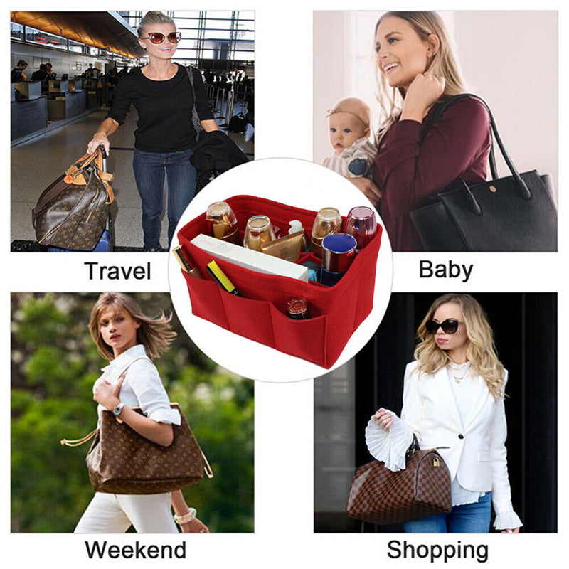 Felt Insert Bag Purse Organizer Bag in Bag with Multi Pockets,Fits for Speedy 30