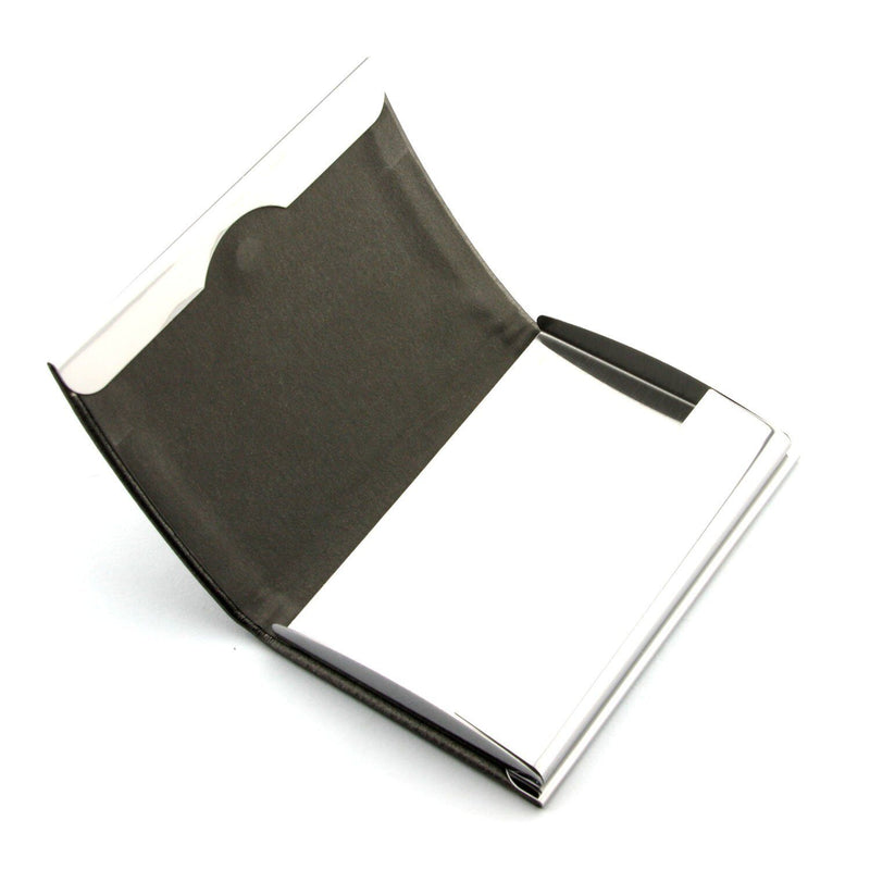 PU Leather Metal Business Card Holder - Sleek Pocket ID Credit Card Case Wallet
