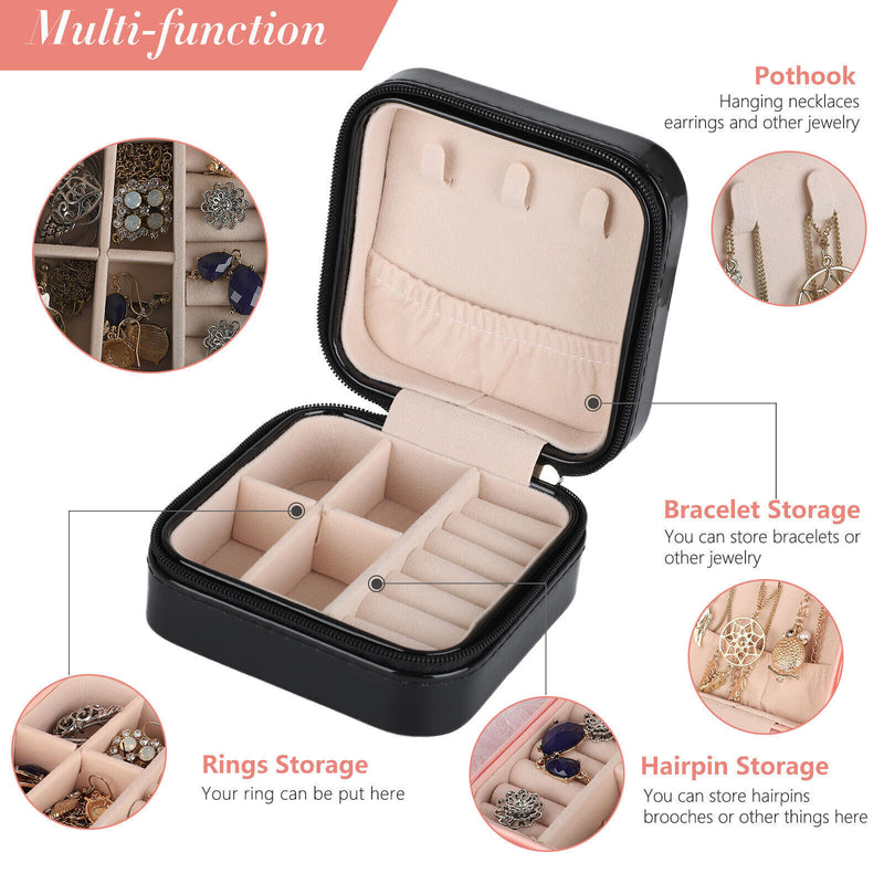 Portable Jewelry Box Organizer Leather Jewellery Ornaments Case Travel Storage