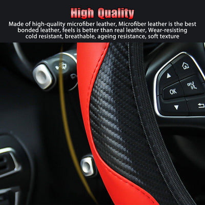 Universal 15''/38Cm Leather Car Steering Wheel Cover Anti-Slip Accessories Black