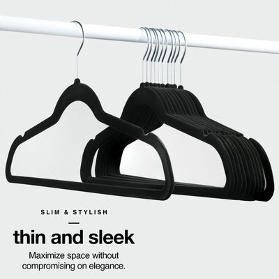 Velvet Hangers, Heavy Duty, Non Slip Black Premium Clothes Suit Hangers, 50 Pack
