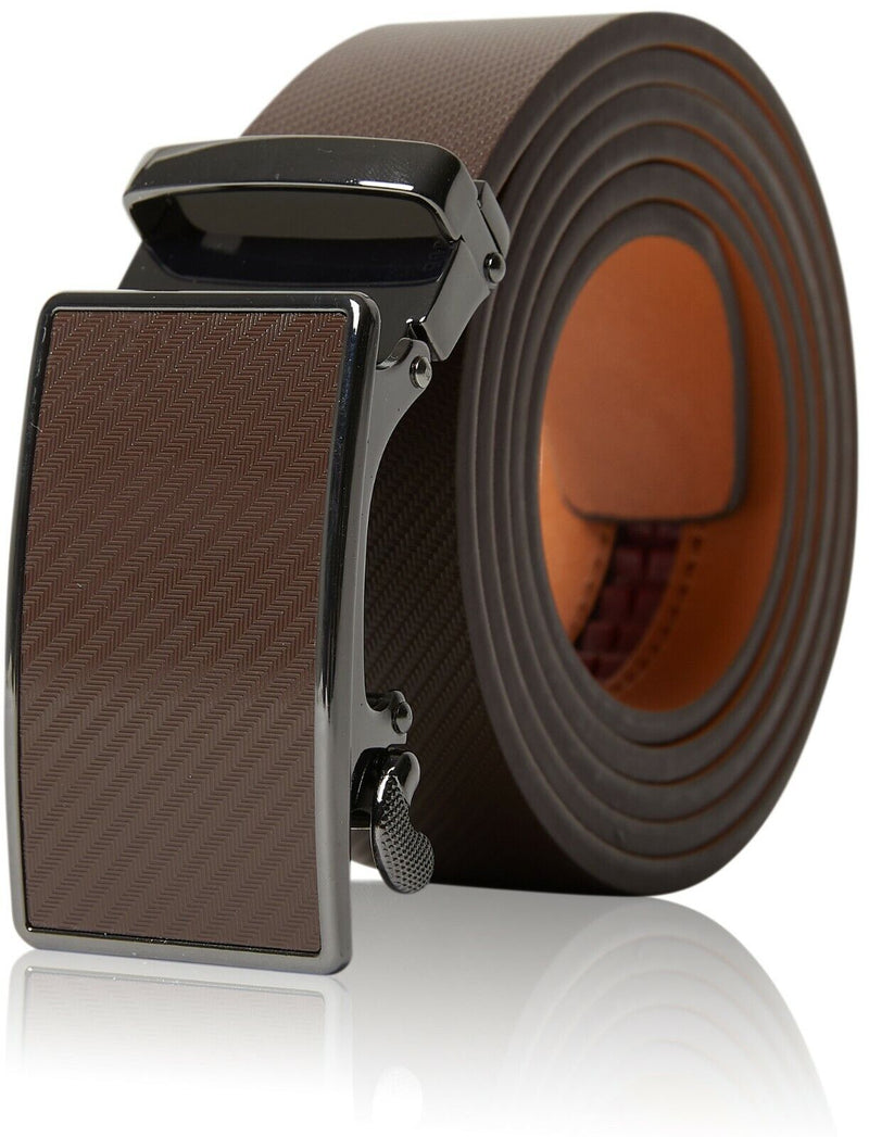 Genuine Leather Mens Ratchet Belt Belts for Men Adjustable Automatic Buckle