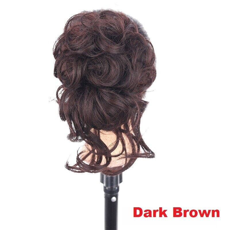 Natural Clip on in Messy Bun Hair Piece Extension Hair Claw Clip Wedding Updo US