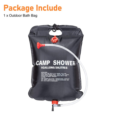 20L Portable Solar Shower Bag Outdoor Camping Bath Solar Heated Traveling Hiking