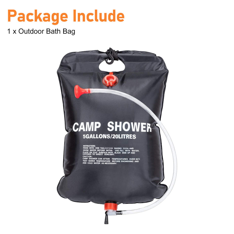 20L Portable Solar Shower Bag Outdoor Camping Bath Solar Heated Traveling Hiking