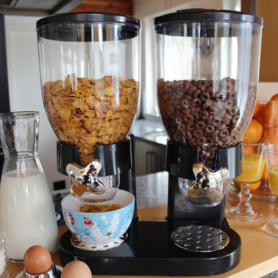 Double Two Cereal Storage Dispenser Kitchen Pantry Rice Grain Dry Food Container
