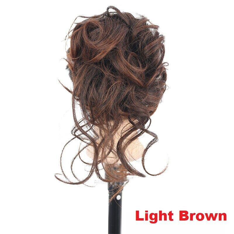 Natural Clip on in Messy Bun Hair Piece Extension Hair Claw Clip Wedding Updo US