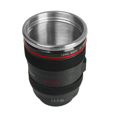 Stainless Steel Camera Lens Cup Canon Camera Lens Coffee Travel Mug with Holder