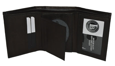 LEATHER BADGE ID HOLDER 'SHIELD' SHAPE TRIFOLD WALLET NEW BLACK VERY RARE WALLET