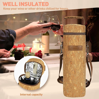 Wine Carrier Bag Insulated Single Bottle Cooler Protection Carrying Tote Travel