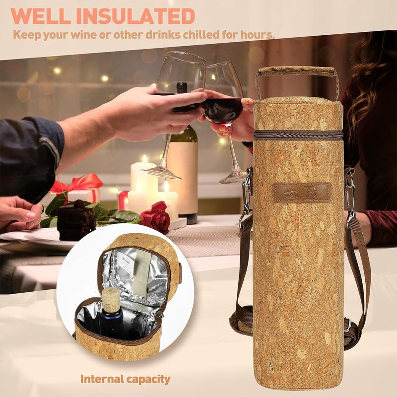 Wine Carrier Bag Insulated Single Bottle Cooler Protection Carrying Tote Travel