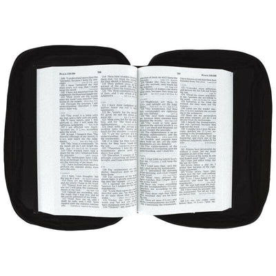Bible Cover Black Leather Large Holy Good Book Case Cross Zipper Pockets Holder