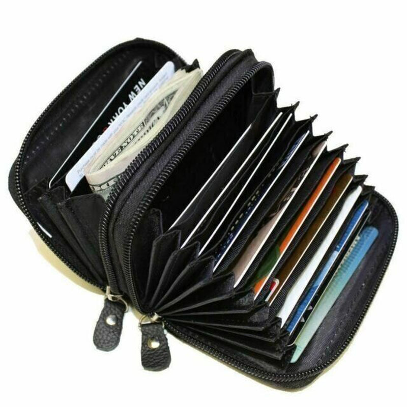 Marshal RFID Genuine Leather Credit Card Holder Accordion Wallet, Black