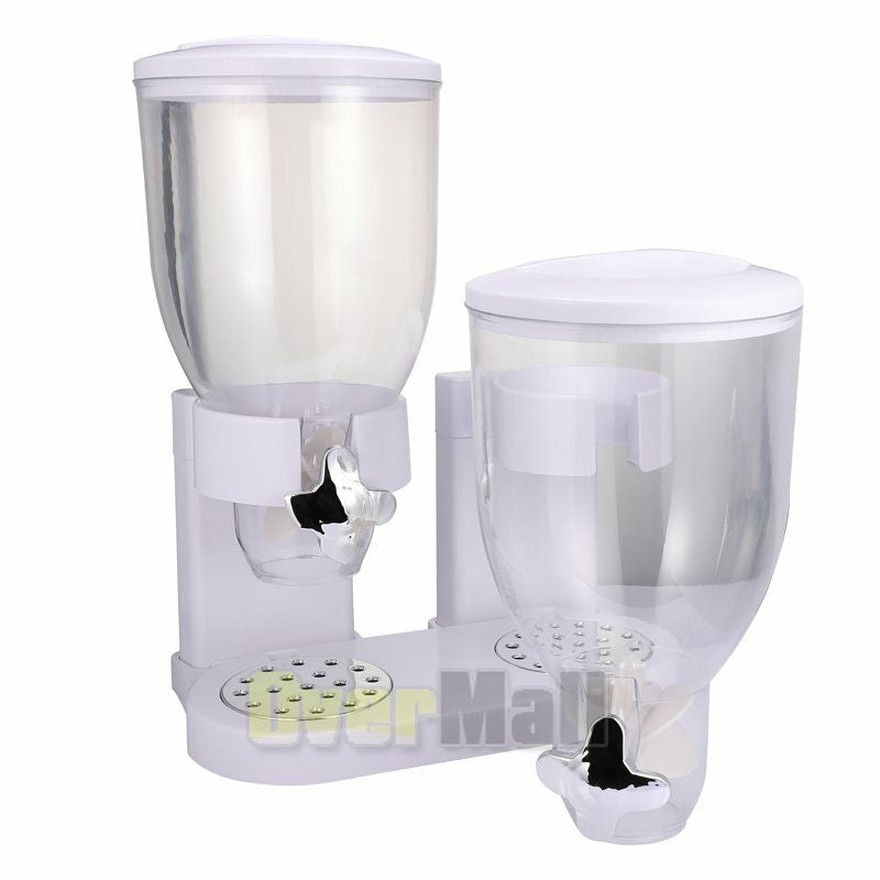 Double Two Cereal Storage Dispenser Kitchen Pantry Rice Grain Dry Food Container