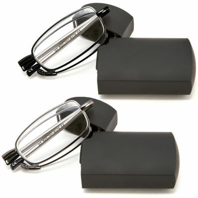 Metal Compact Folding Anti-Blue Light Reading Glasses with Carrying Case