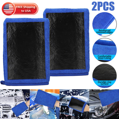 2X Car Wash Gloves Microfiber Clay Bar Towel Detailing Cleaning Cloth Rag Mitt