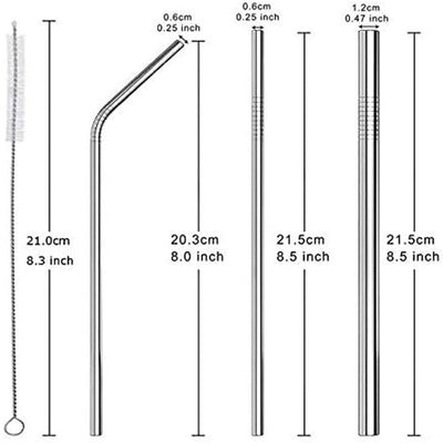 Reusable Stainless Steel Drinking Straws Set with Silicon Tips and Travel Case