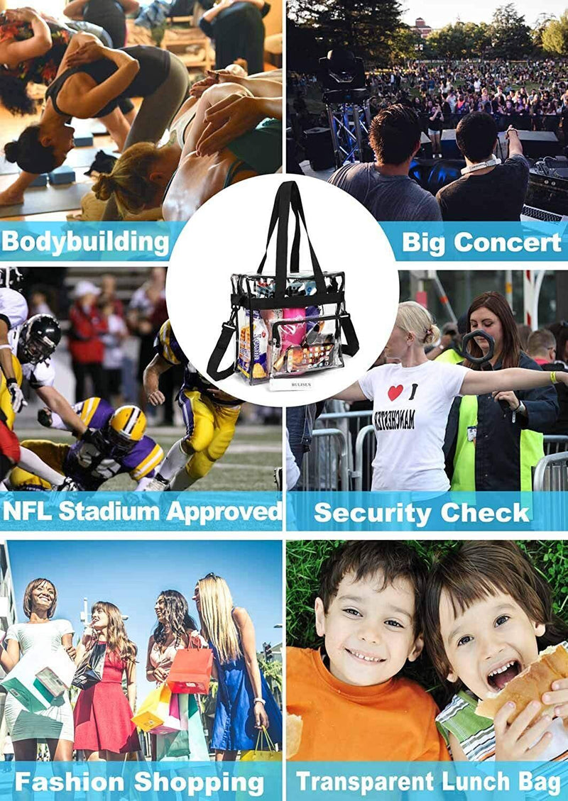 Clear PVC Tote Pack Bag Handbag Zip Purse Stadium Transparent Security Approved