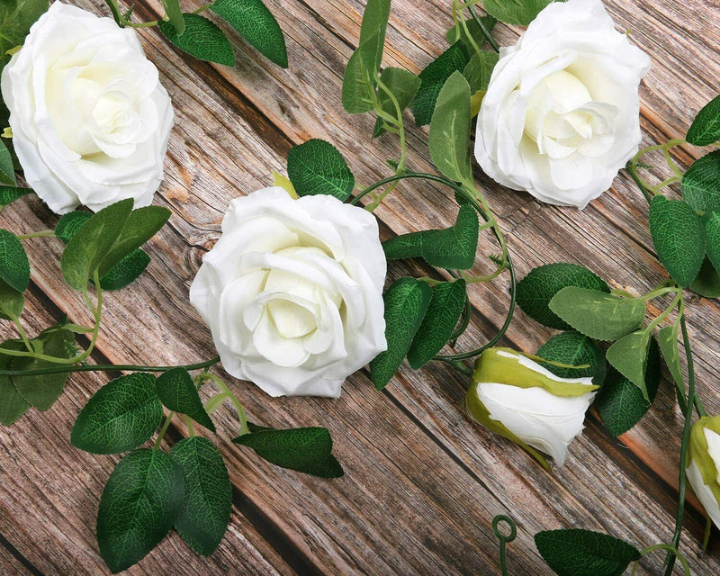 6Pcs Garland Wall Silk Artificial Hanging Rose Flowers Vine Wedding Decor 7.5 Ft
