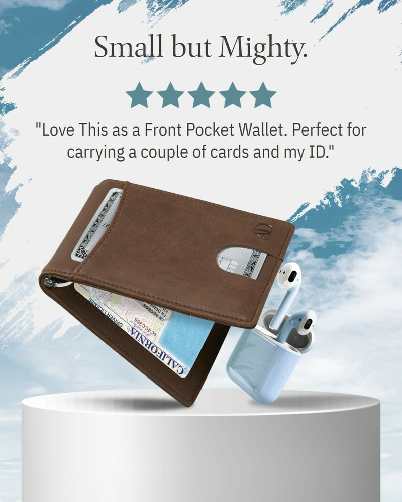Slim Wallets for Men Bifold Mens Wallet with Removable Money Clip RFID Blocking