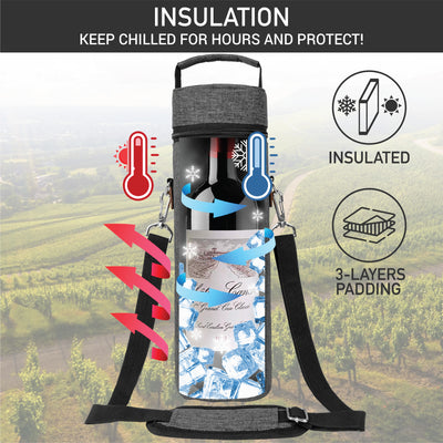 Insulated Wine Carrier Tote Bag 1 Bottle Padded Cooler Bag for Travel Protection