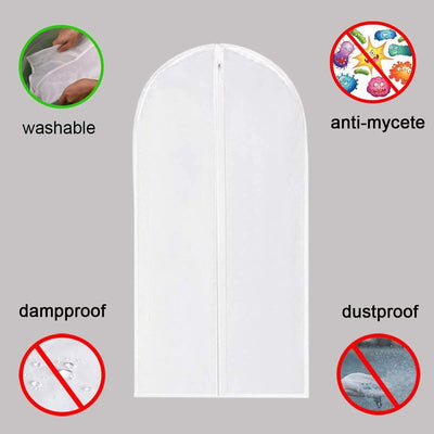 5 Pcs Garment Bag Travel Suit Dress Storage Clear Cover Full Zipper Coat Carrier