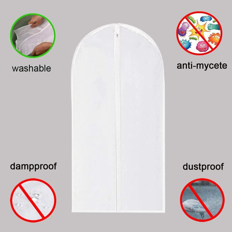 5 Pcs Garment Bag Travel Suit Dress Storage Clear Cover Full Zipper Coat Carrier
