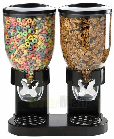 Double Two Cereal Storage Dispenser Kitchen Pantry Rice Grain Dry Food Container