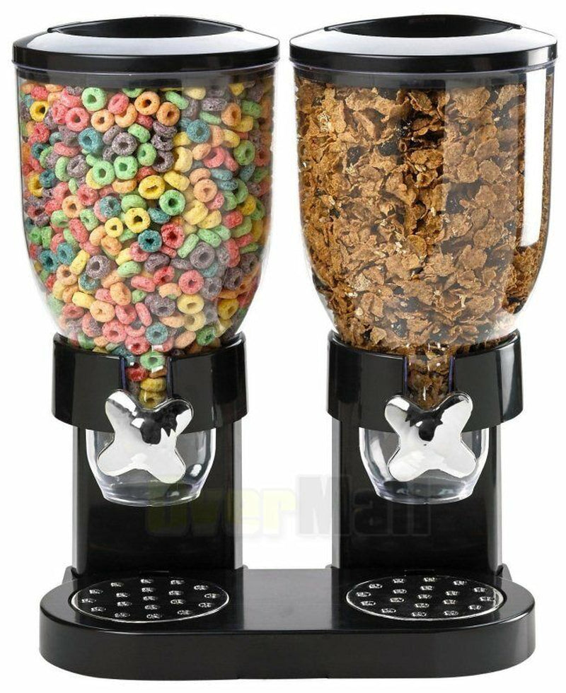Double Two Cereal Storage Dispenser Kitchen Pantry Rice Grain Dry Food Container