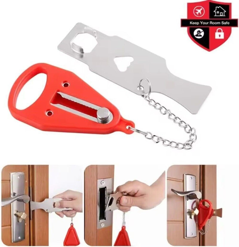 2 Portable Door Lock, Home Security Travel Lock, Safety & Privacy Lockdown Lock