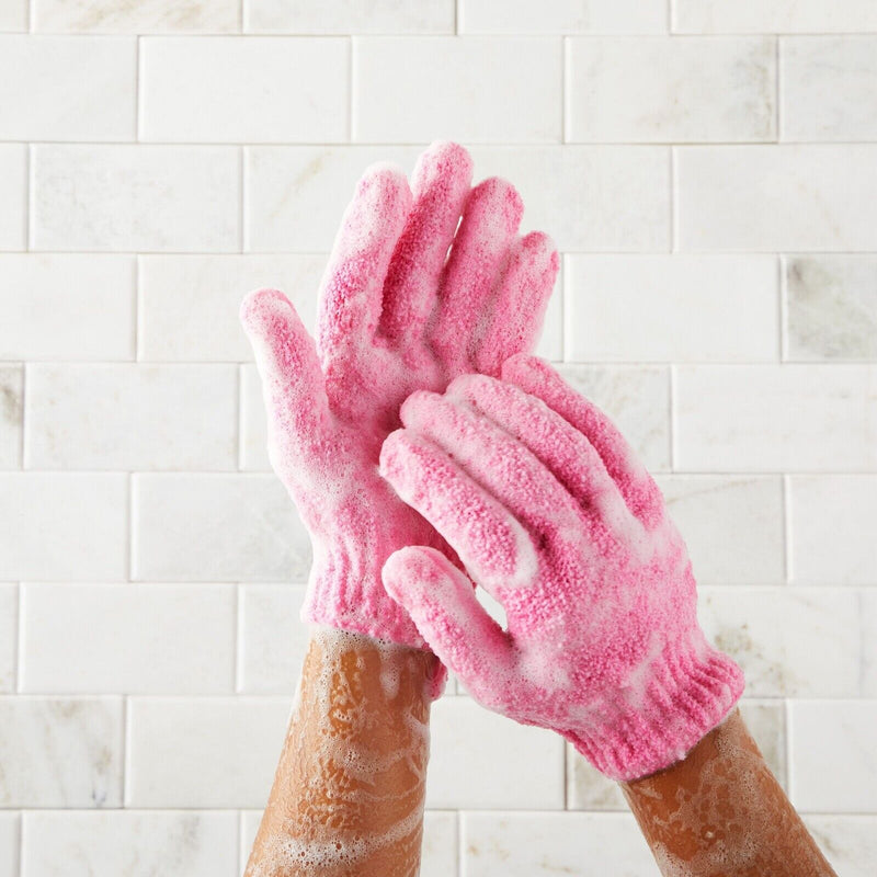 4 Pairs Exfoliating Gloves for Shower, Bath Mitts for Women, Men, 4 Colors