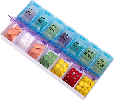 2Pcs Weekly Pill Box Organizer 7 Day AMPM Organizer Case Medicine Removable Pill