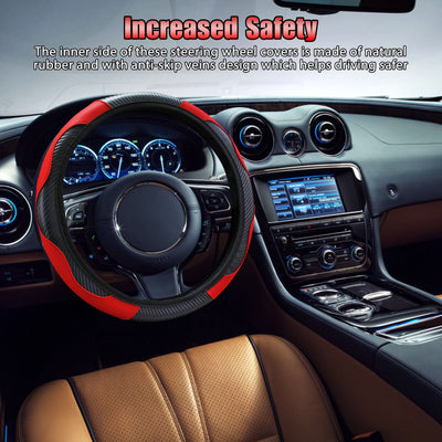 Universal 15''/38Cm Leather Car Steering Wheel Cover Anti-Slip Accessories Black