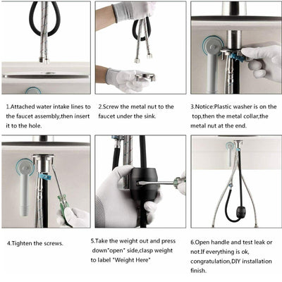 Brushed Nickel Kitchen Faucet Sink Mixer Faucet Pull down Sprayer Single Handle